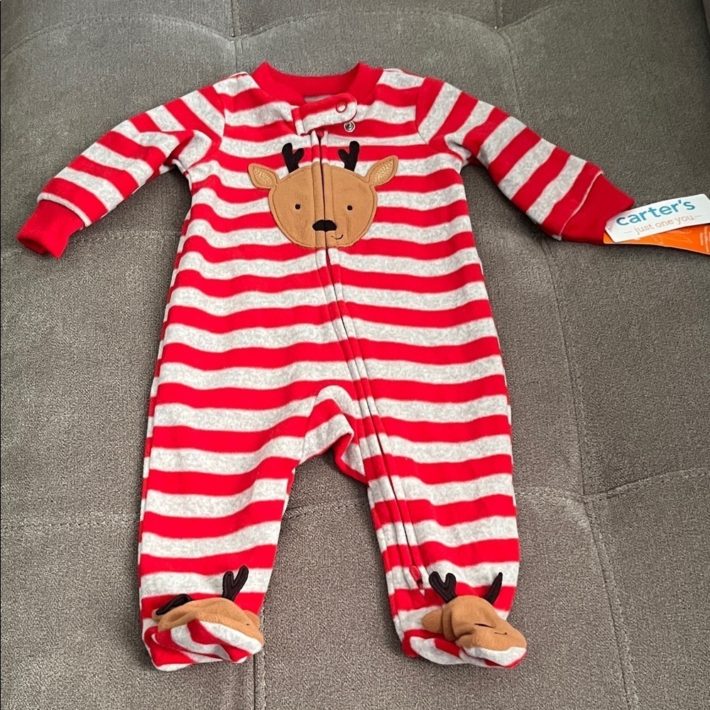 Carter's Festive Red and White Reindeer Footie